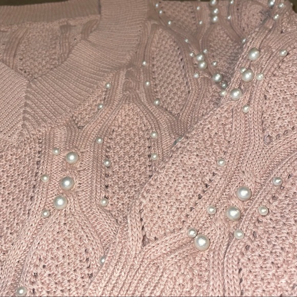 Thick stitched cableknit pink pearl sweater size s - Picture 4 of 4